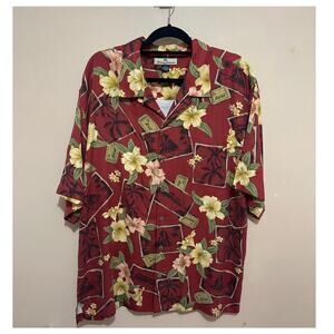 TOMMY BAHAMA Mens Silk Ticket to Relax Tropical Hawaiian Camp Casual‎ Shirt XL